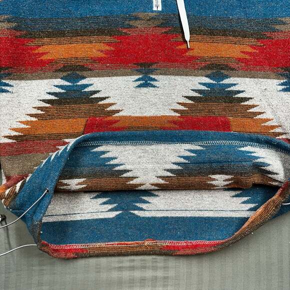 Women's Southwestern Aztec Print Quarter-Zip Hoodie with Front Pocket - Picture 3 of 11